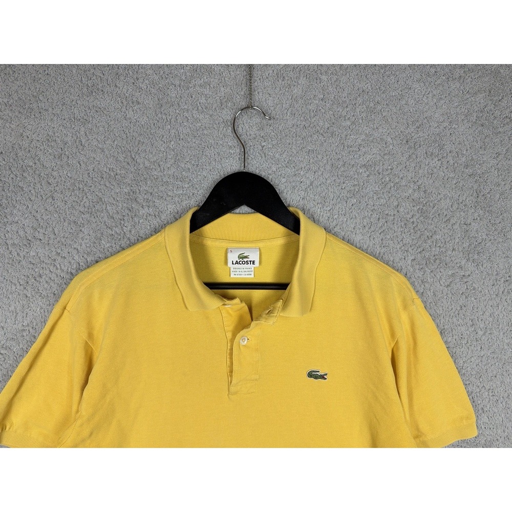 Lacoste Men's Polo Shirt Short Sleeve 100% Cotton Yellow Size 5 (L) - Picture 3 of 7